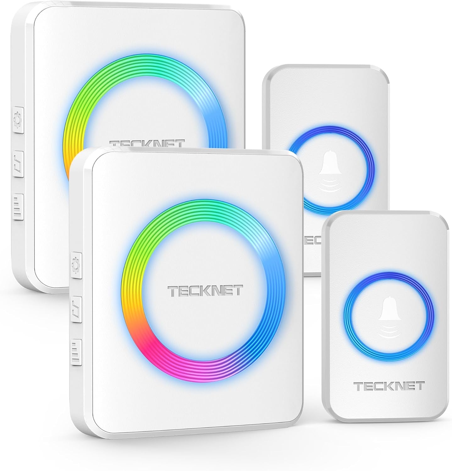 Wireless Doorbell with 2 Plug-In Receivers, IP65 Waterproof Doorbells for Home, 1300Ft Operating Range, 60 Melodies & 5 Volume Levels of 0-120 Db, RGB Light for Hearing Impaired